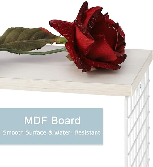 Wood & Metal Wall Mounted Bathroom Towel Rack with 6 Hooks